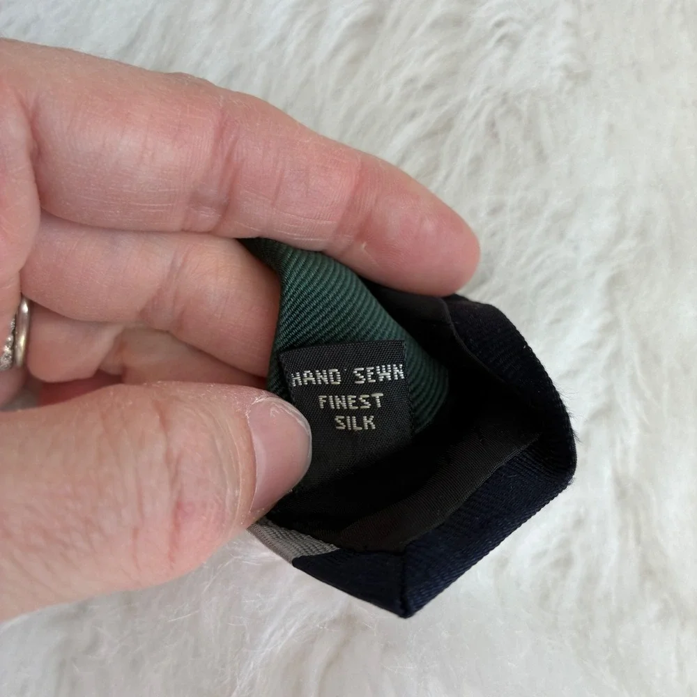 Robert‎ Talbott Spencers of Montana Silk Tie Vintage Blue Green Grey Stripe